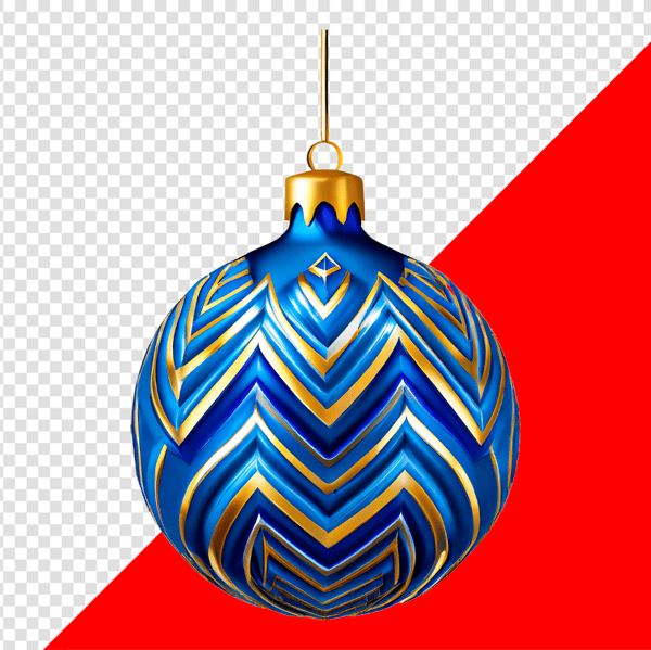 ENFEITE NATALINO BOLA AZUL E DOURADO PARA COMPOSIÇÃO PNG TRANSPARENTE SEM FUNDO