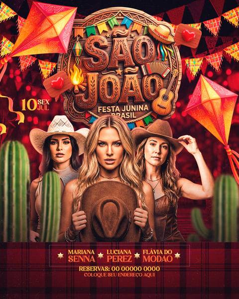 FLYER PARA EVENTOS SÃO JOÃO FESTA JUNINA BRASIL FEED