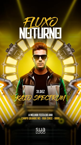 FLYER FLUXO NOTURNO PARA MÍDIAS SOCIAIS STORY - PSD EDITÁVEL