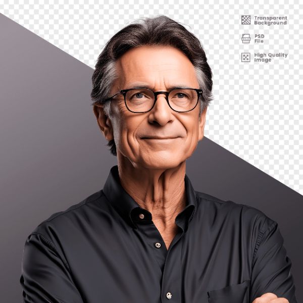 HOMEM COM CAMISA PRETA E ÓCULOS