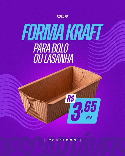 FORMA DE PAPEL KRAFT PARA BOLO OU LASANHA PSD EDITÁVEL