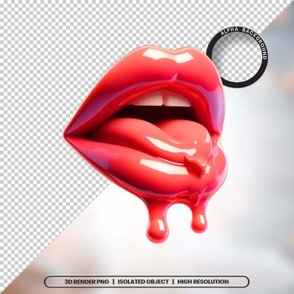 3D RENDER BOCA LÍNGUA LEITE ELEMENTO ÍCONE PSD PNG