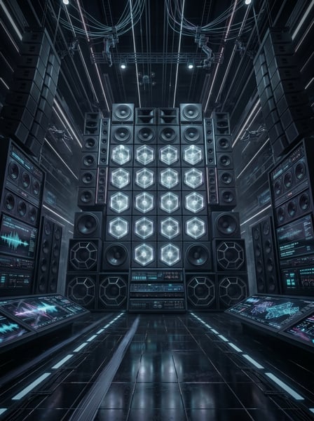 MURAL DE SOM FUTURISTA COM LEDs