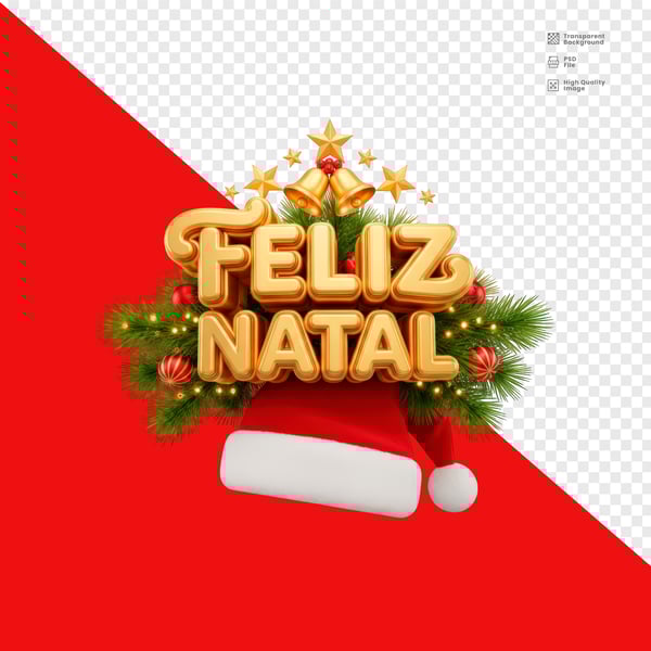 SELO 3D FELIZ NATAL PSD EDITÁVEL 3