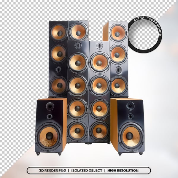 3D RENDER CAIXA DE SOM ELEMENTO ÍCONE PSD PNG