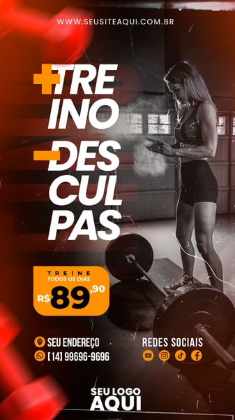 POST STORY - ACADEMIA - MAIS TREINO, MENOS DESCULPAS