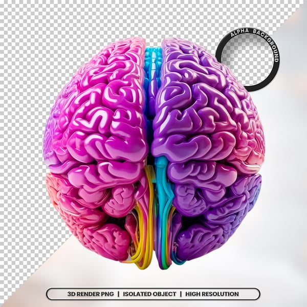 3D RENDER CÉREBRO NEUROCIÊNCIA ELEMENTO ÍCONE PSD PNG