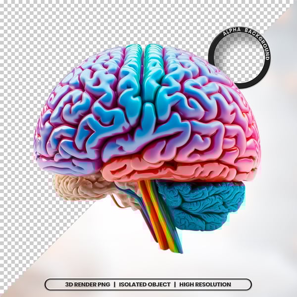 3D RENDER CÉREBRO NEUROCIÊNCIA ELEMENTO ÍCONE PSD PNG