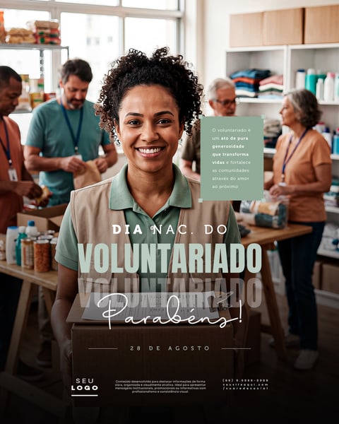 DIA NACIONAL DO VOLUNTARIADO 28 DE AGOSTO SOCIAL MEDIA PSD EDITÁVEL