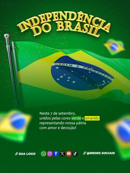 Dia da Independência do Brasil 07 de Setembro Redes Sociais Editável