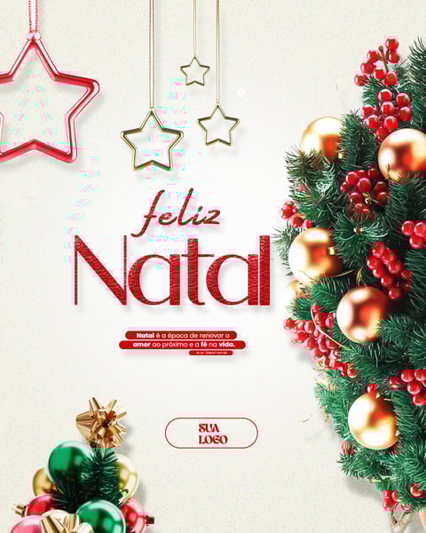 FELIZ NATAL 25 DE DEZEMBRO AVISO INFORME HORÁRIO COMUNICADO SOCIAL MEDIA PSD EDITÁVEL