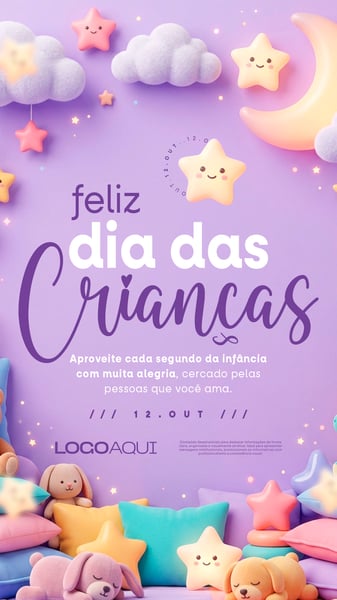 DIA DAS CRIANÇAS COM ELEMENTOS 3D SOCIAL MEDIA FLYER PSD EDITÁVEL STORY