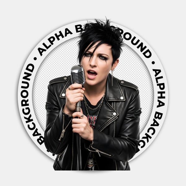 CANTORA DE ROCK PESADO COM JAQUETA DE COURO E MICROFONE 02