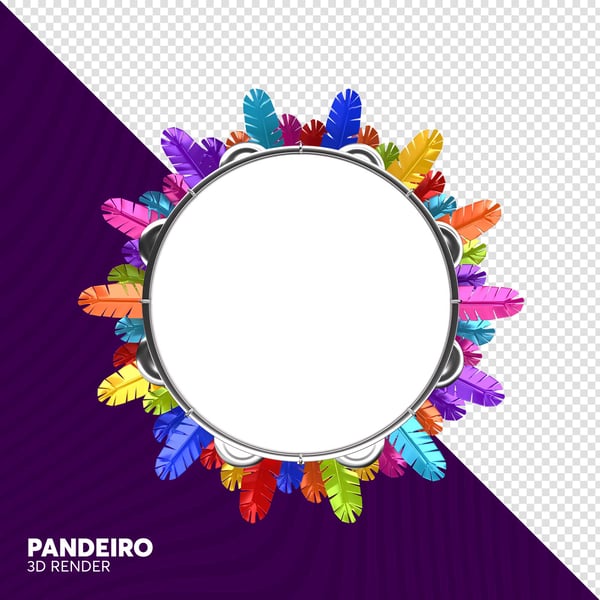 ELEMENTO 3D PANDEIRO CARNAVAL PNG