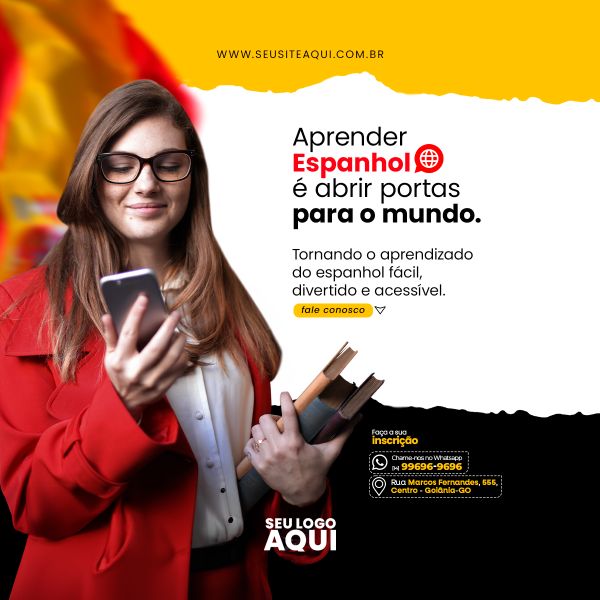 AULAS DE ESPANHOL | IDIOMAS | ESCOLA | SOCIAL MEDIA | PSD EDITÁVEL
