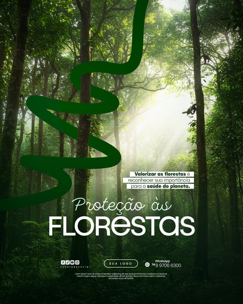 11 DE JULHO - DIA DE PROTEÇÃO ÀS FLORESTAS FLYER SOCIAL MEDIA PSD EDITÁVEL