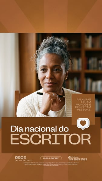 DIA DO ESCRITOR HOMENAGEM LITERATURA ARTE PARA REDES SOCIAIS SOCIAL MEDIA PSD EDITÁVEL 2 STORY
