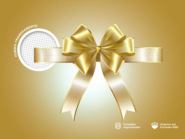 LAÇO DE PRESENTE DOURADO 1  ELEMENTO 3D