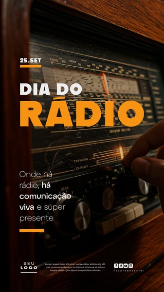 DIA DO RÁDIO 25 DE SETEMBRO SOCIAL MEDIA PSD EDITÁVEL STORY 4