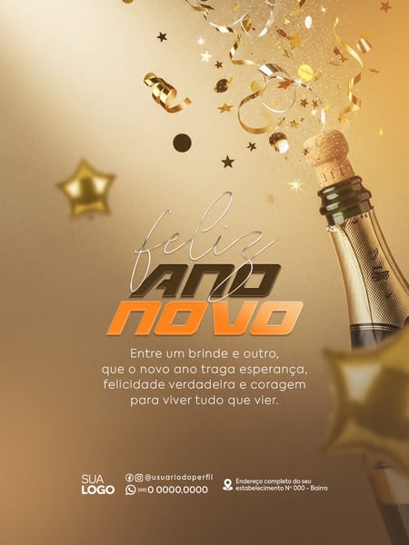 POST FEED FELIZ ANO NOVO 2026 SOCIAL MEDIA PSD EDITÁVEL 3