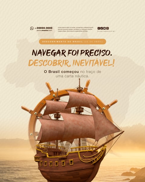 DIA DO DESCOBRIMENTO DO BRASIL 22 DE ABRIL SOCIAL MEDIA EDITÁVEL 