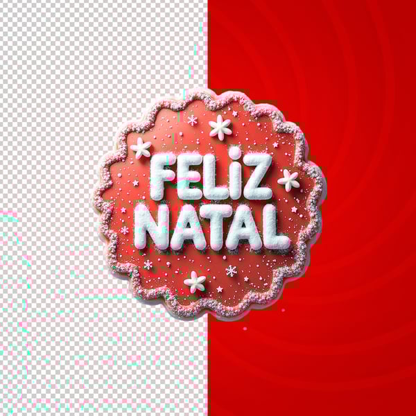 FELIZ NATAL  SELO 3D VERMELHO COM NEVE