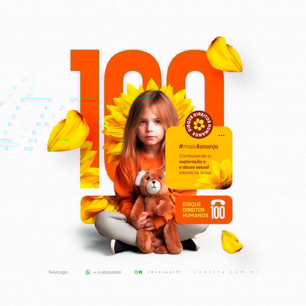 QFF MAIO LARANJA PROTEÇÃO A CRIANÇA CAMPANHA SOCIAL MEDIA POST PSD TEMPLATE 9 CARROSEL