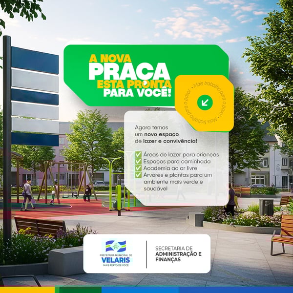 PREFEITURA INFORME COMUNICADO PAVIMENTAÇÃO PRAÇA SAÚDE CAMPO RURAL MÁQUINAS VAGAS AVISO PSD EDITÁVEL