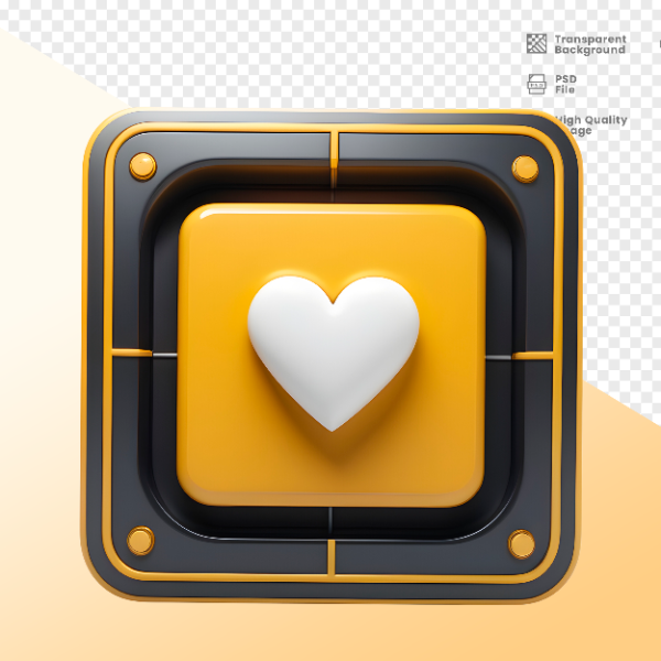 CORAÇÃO QUADRADO -  ELEMENTO 3D CORAÇÃO  PARA COMPOSIÇÃO