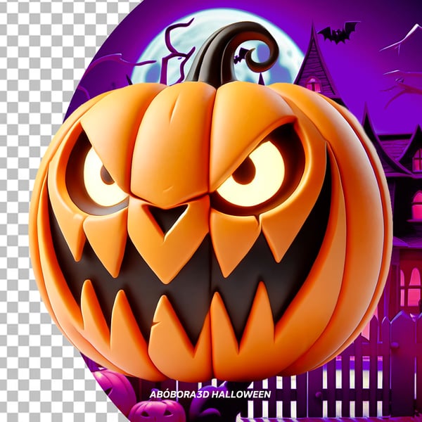 3D ABÓBORA HALLOWEEN PNG