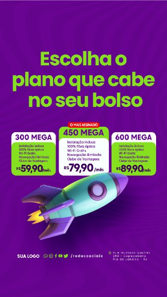 STORY - PROVEDOR DE INTERNET - ESCOLHA O PLANO QUE CABE NO SEU BOLSO