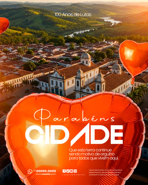 PARABÉNS CIDADE ANIVERSÁRIO SOCIAL MEDIA PSD EDITÁVEL 9
