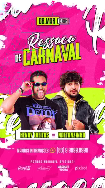 FLYER PSD EDITÁVEL RESSACA DE CARNAVAL STORIES