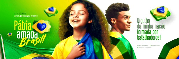 DIA DA INDEPENDÊNCIA DO BRASIL 07 DE SETEMBRO POST CARROSSEL PSD EDITÁVEL PÁTRIA