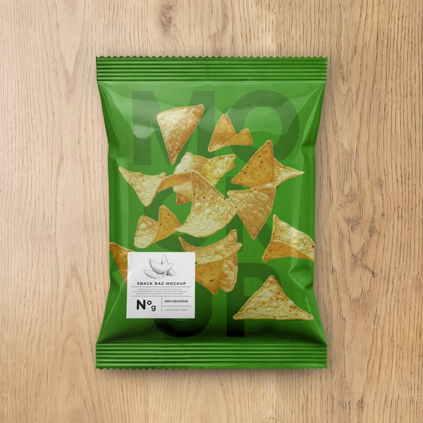 EMBALAGEM DE SALGADINHO PSD EDITÁVEL MOCKUP