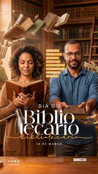 DIA DO BIBLIOTECÁRIO 12 DE MARÇO STORY SOCIAL MEDIA PSD EDITÁVEL 6
