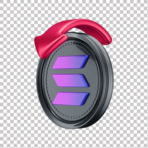 RIW ASSET 3D DE CRIPTOMOEDAS SOLANA SIMBOLIZANDO QUEDA COM FUNDO ISOLADO (3)