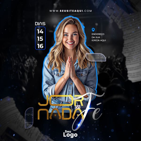 FEED QUADRADO - FLYER JORNADA DA FÉ - IGREJA, CHURCH, GOSPEL | PSD EDITÁVEL