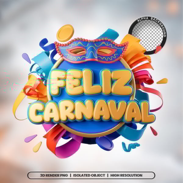 EXN SELO 3D RENDER FELIZ CARNAVAL ELEMENTO ÍCONE PSD PNG (325)