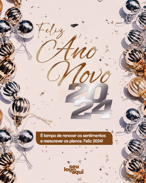 FELIZ ANO NOVO - FEED, ARTE EDITÁVEL, SOCIAL MEDIA, IMAGEM INCLUSA