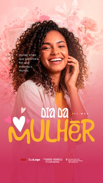DIA INTERNACIONAL DA MULHER 08 DE MARÇO SOCIAL MEDIA PSD EDITÁVEL 4 STORY