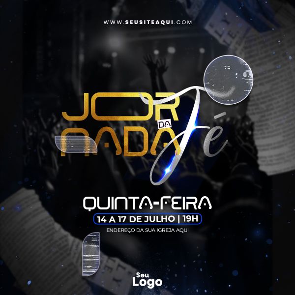 FEED QUADRADO - FLYER JORNADA DA FÉ - IGREJA, CHURCH, GOSPEL | PSD EDITÁVEL