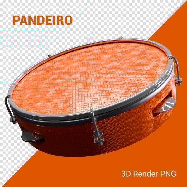 PANDEIRO 3D CARNAVAL ELEMENTO PNG COMPOSIÇÃO SOCIAL MEDIA