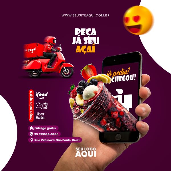 AÇAÍTERIA E SORVETERIA - SOCIAL MEDIA - PSD EDITÁVEL