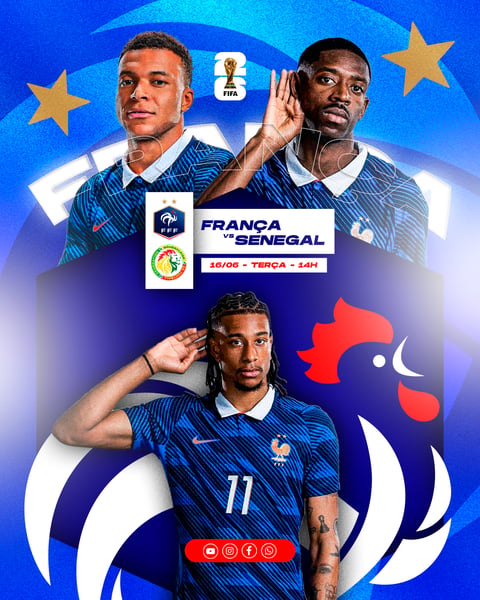 Post Instagram Copa do Mundo Jogo França vs Senegal Futebol PSD Editável