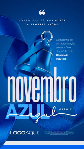 NOVEMBRO AZUL SINOS SAÚDE HOMEM CAMPANHA SOCIAL MEDIA FLYER PSD EDITÁVEL STORY
