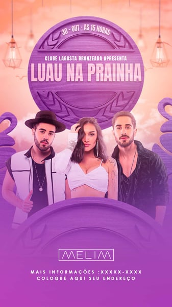 FLYER EVENTO LUAU NA PRAINHA STORIES