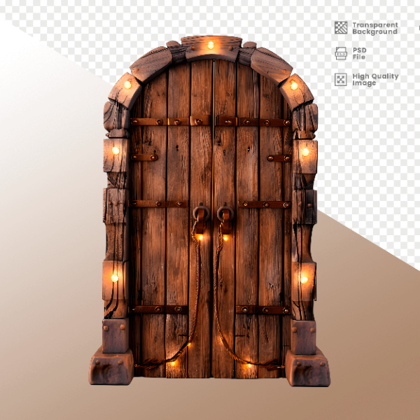 PORTA DE MADEIRA COM LUZ - ELEMENTO 3D PARA COMPOSIÇÃO