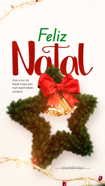 FELIZ NATAL COM GUIRLANDA DE ESTRELA SOCIAL MEDIA FLYER PSD EDITÁVEL STORY