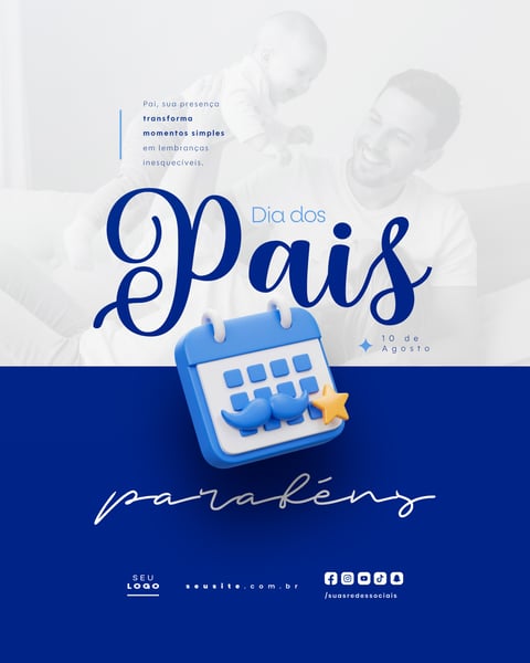 DIA DOS PAIS AGOSTO SOCIAL MEDIA POST EDITÁVEL FEED
